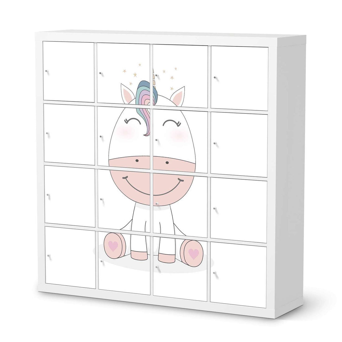 Möbelfolie Baby Unicorn - IKEA Kallax Regal 16 Türen  - weiss