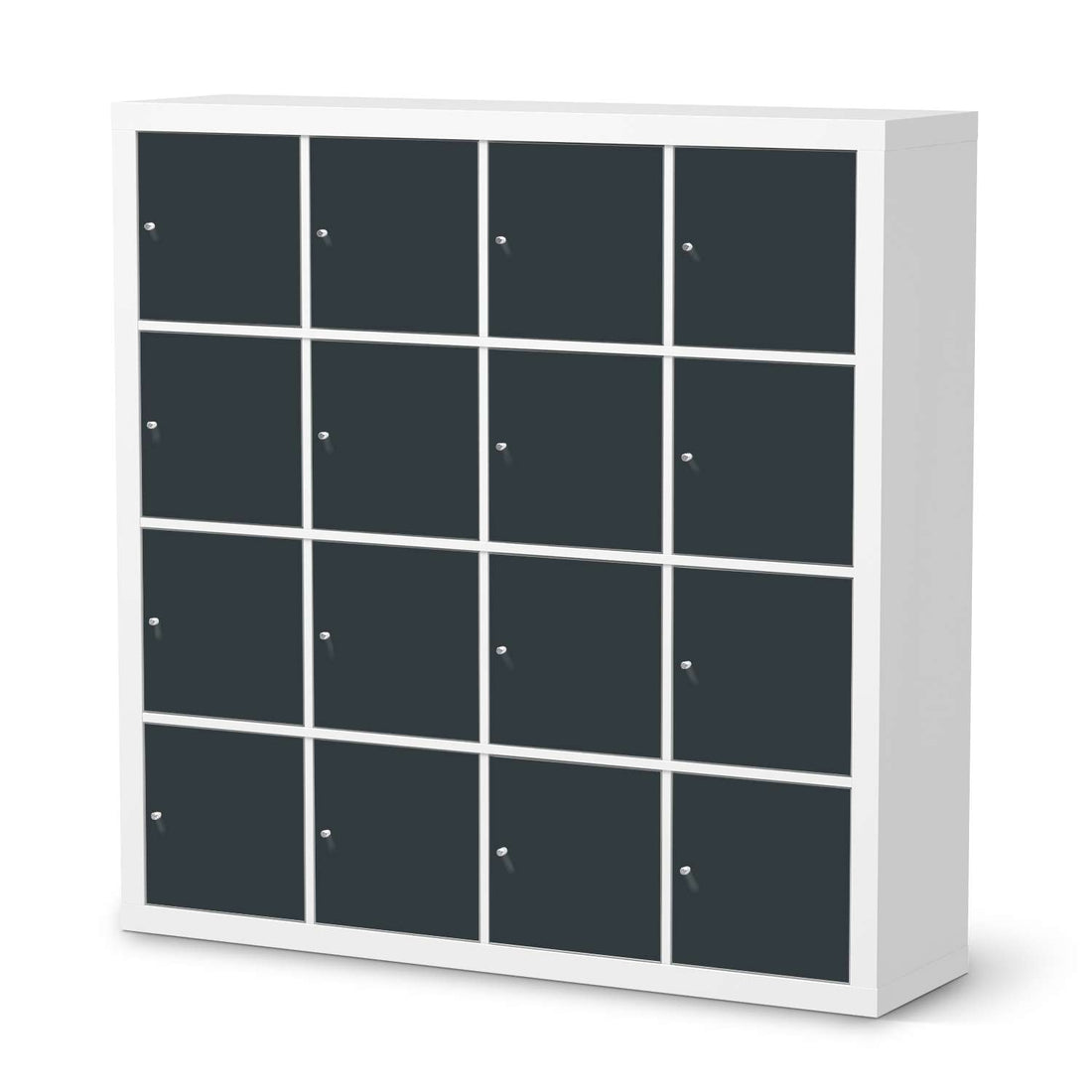 Möbelfolie Blaugrau Dark - IKEA Kallax Regal 16 Türen  - weiss