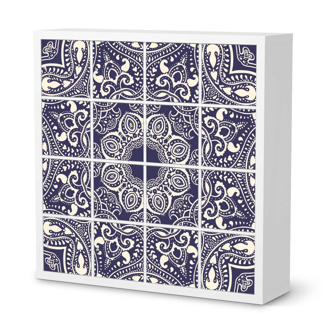 Möbelfolie Blue Mandala - IKEA Kallax Regal 16 Türen  - weiss