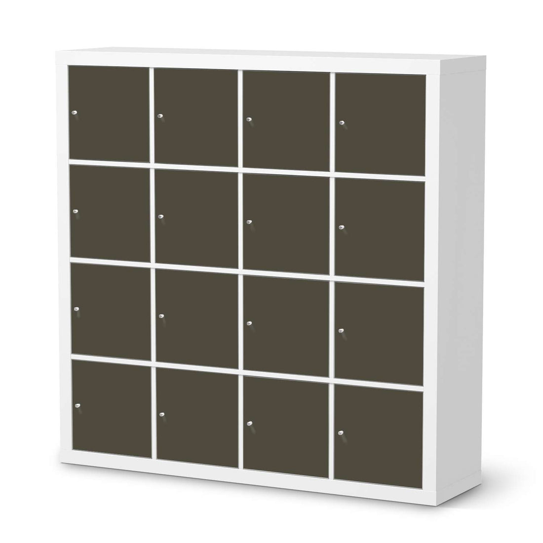 Möbelfolie Braungrau Dark - IKEA Kallax Regal 16 Türen  - weiss