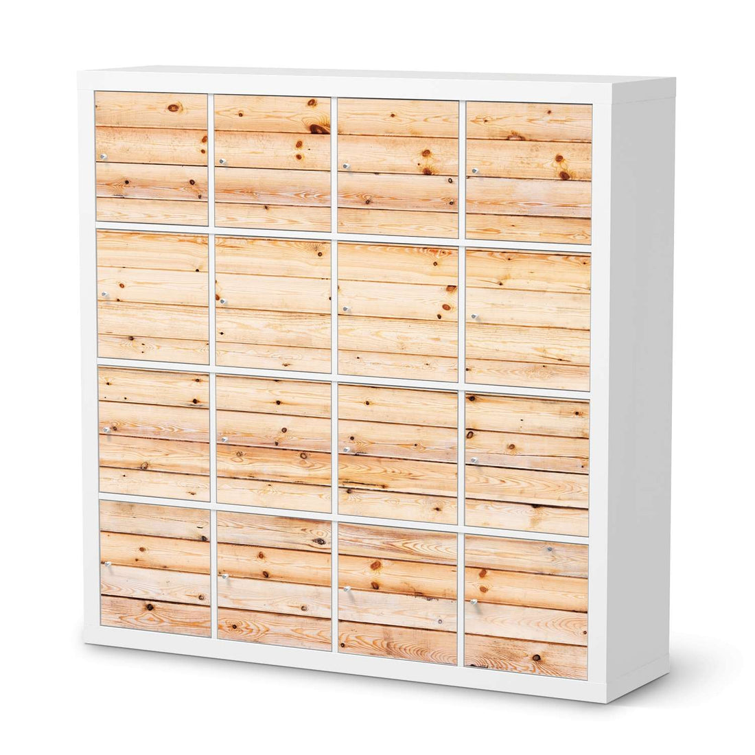 Möbelfolie Bright Planks - IKEA Kallax Regal 16 Türen  - weiss