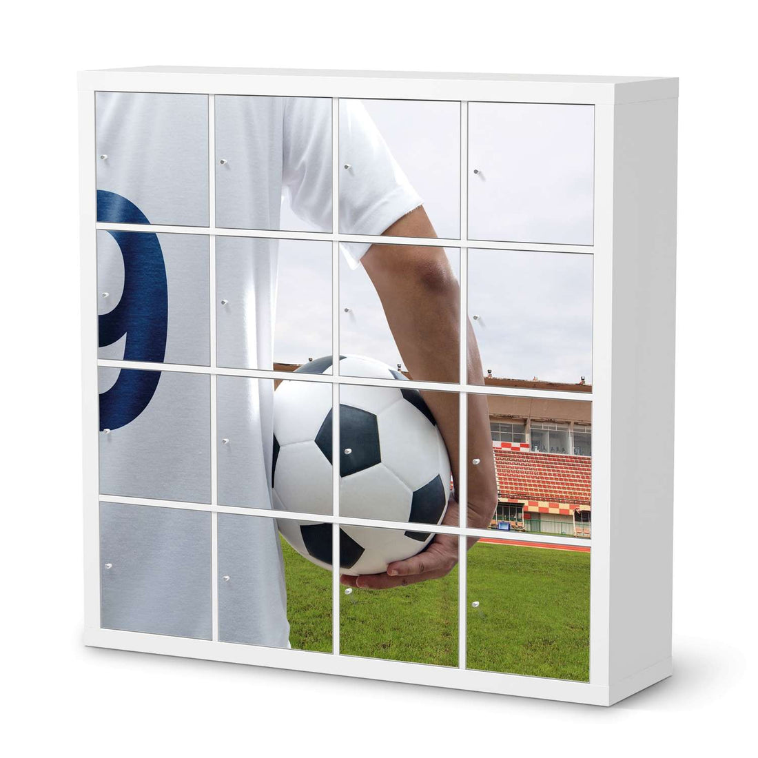 Möbelfolie Footballmania - IKEA Kallax Regal 16 Türen  - weiss