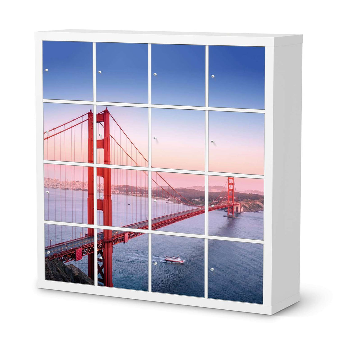 Möbelfolie Golden Gate - IKEA Kallax Regal 16 Türen  - weiss