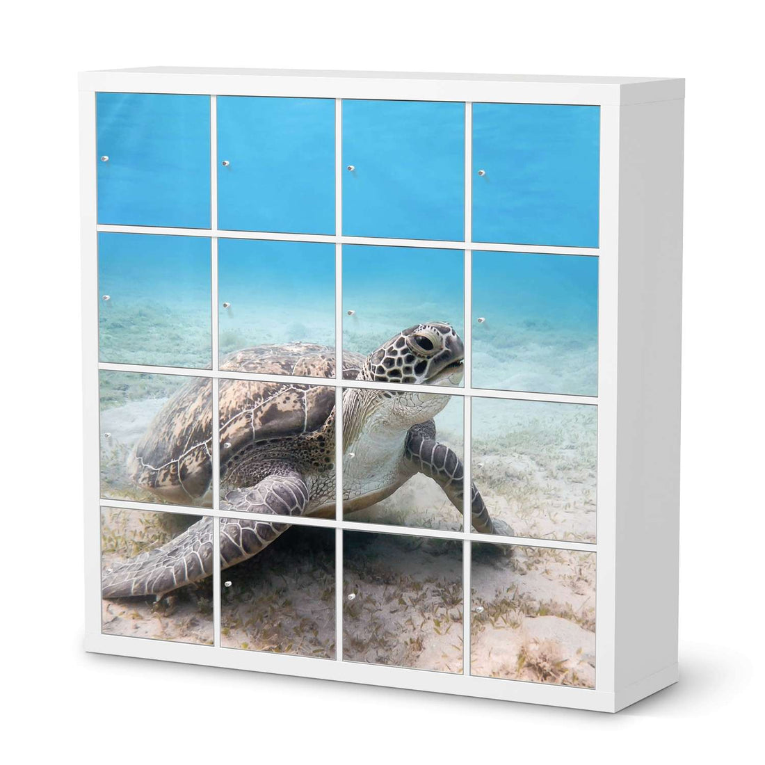 Möbelfolie Green Sea Turtle - IKEA Kallax Regal 16 Türen  - weiss