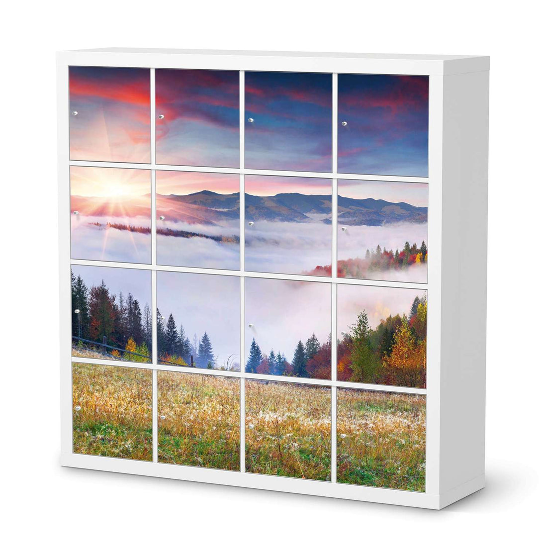 Möbelfolie Herbstwald - IKEA Kallax Regal 16 Türen  - weiss