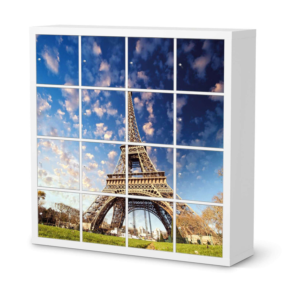 Möbelfolie La Tour Eiffel - IKEA Kallax Regal 16 Türen  - weiss