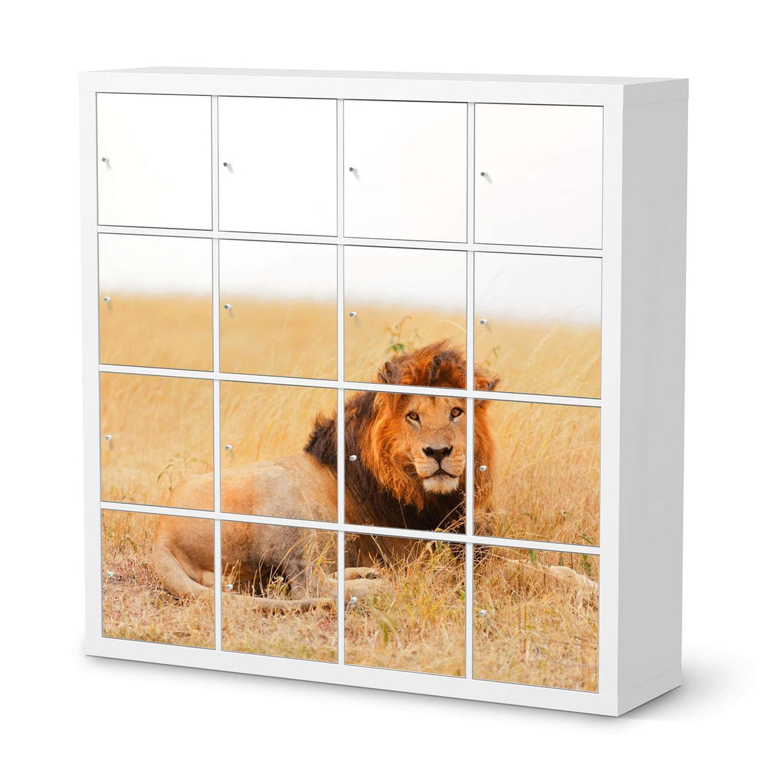 Möbelfolie Lion King - IKEA Kallax Regal 16 Türen  - weiss