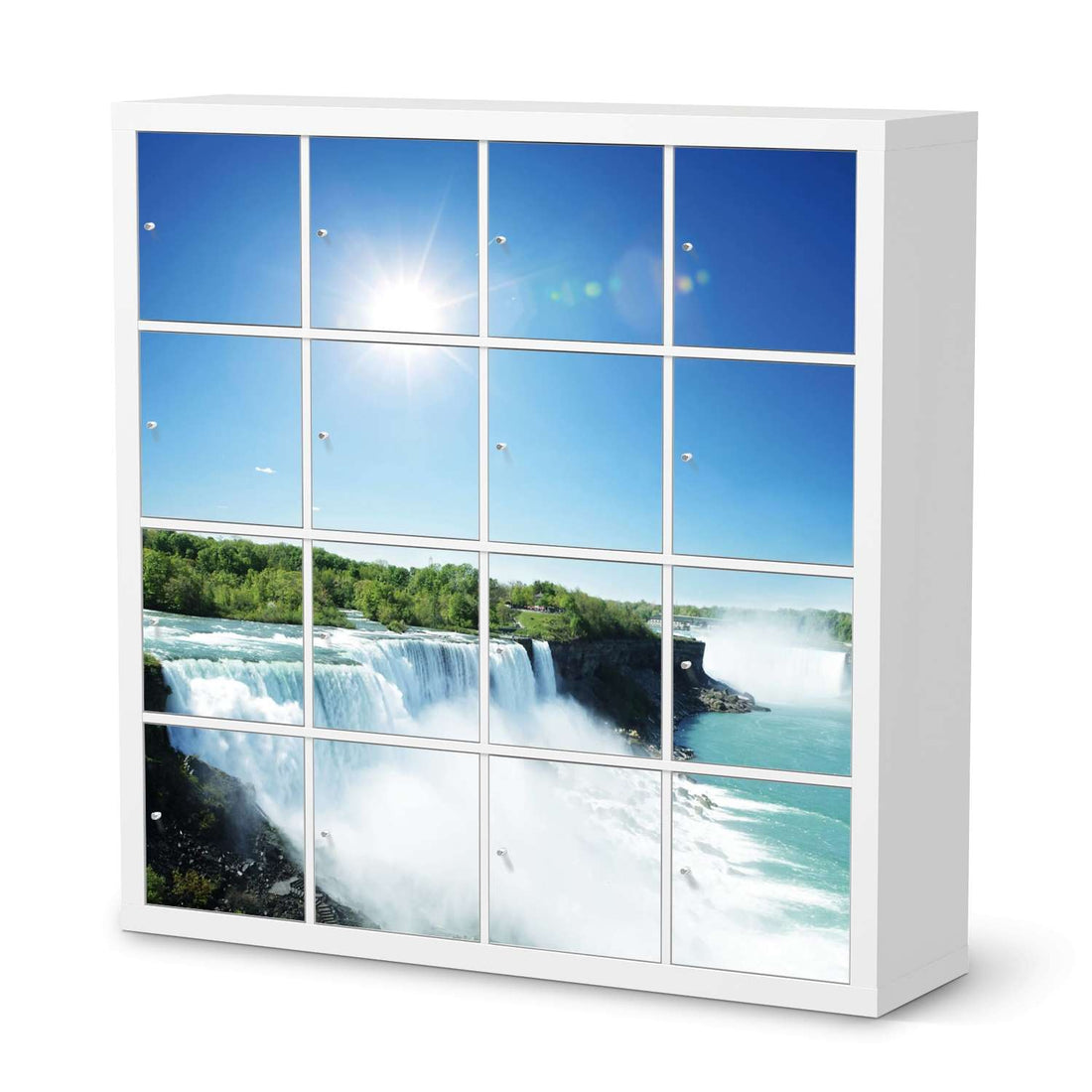 Möbelfolie Niagara Falls - IKEA Kallax Regal 16 Türen  - weiss