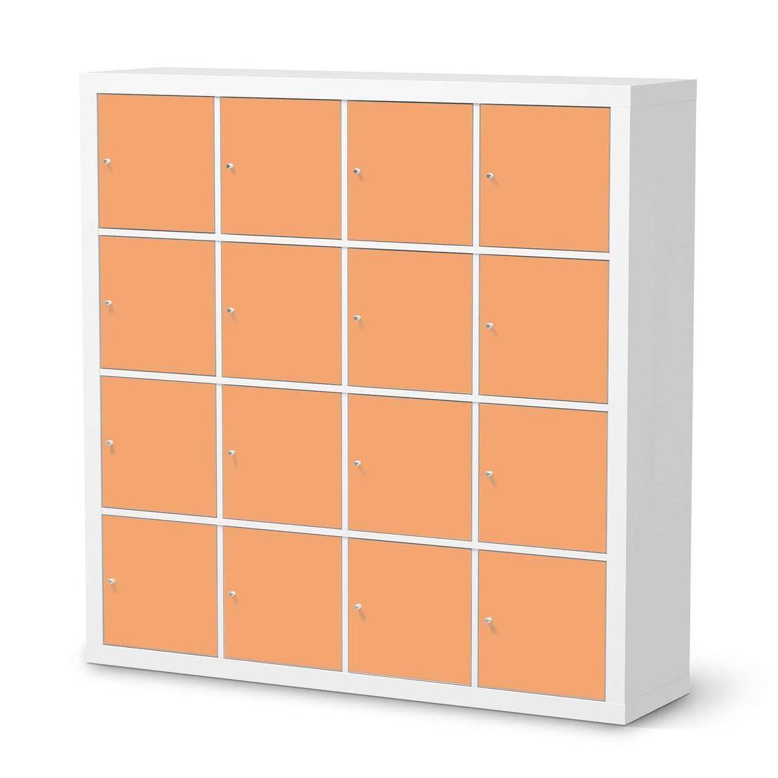 Möbelfolie Orange Light - IKEA Kallax Regal 16 Türen  - weiss