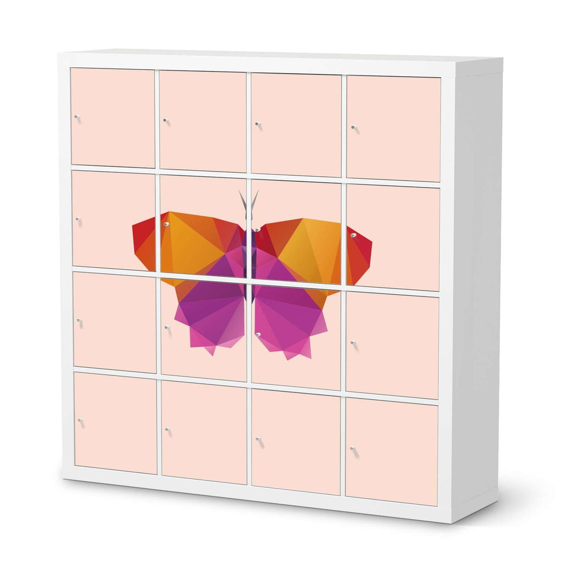 Möbelfolie Origami Butterfly - IKEA Kallax Regal 16 Türen  - weiss