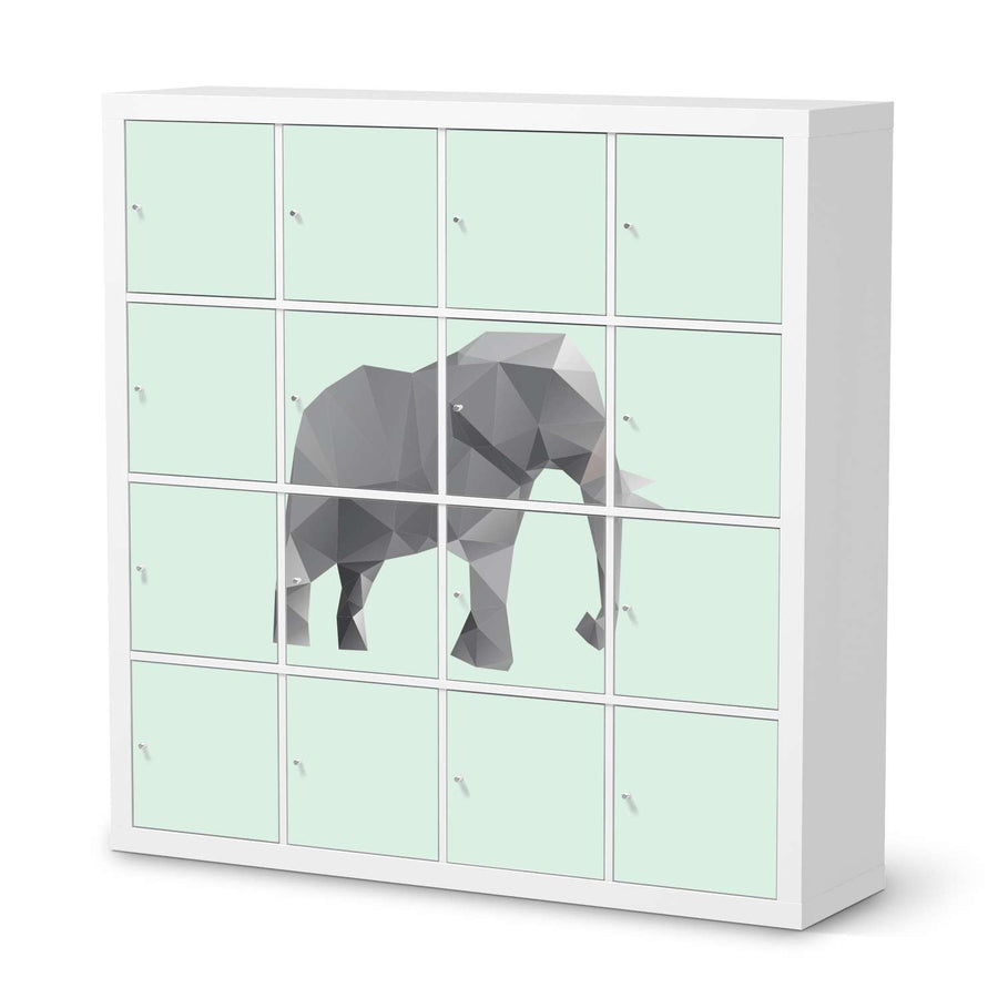 Möbelfolie Origami Elephant - IKEA Kallax Regal 16 Türen  - weiss