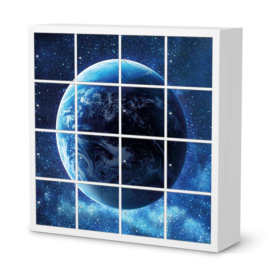 Möbelfolie Planet Blue - IKEA Kallax Regal 16 Türen  - weiss