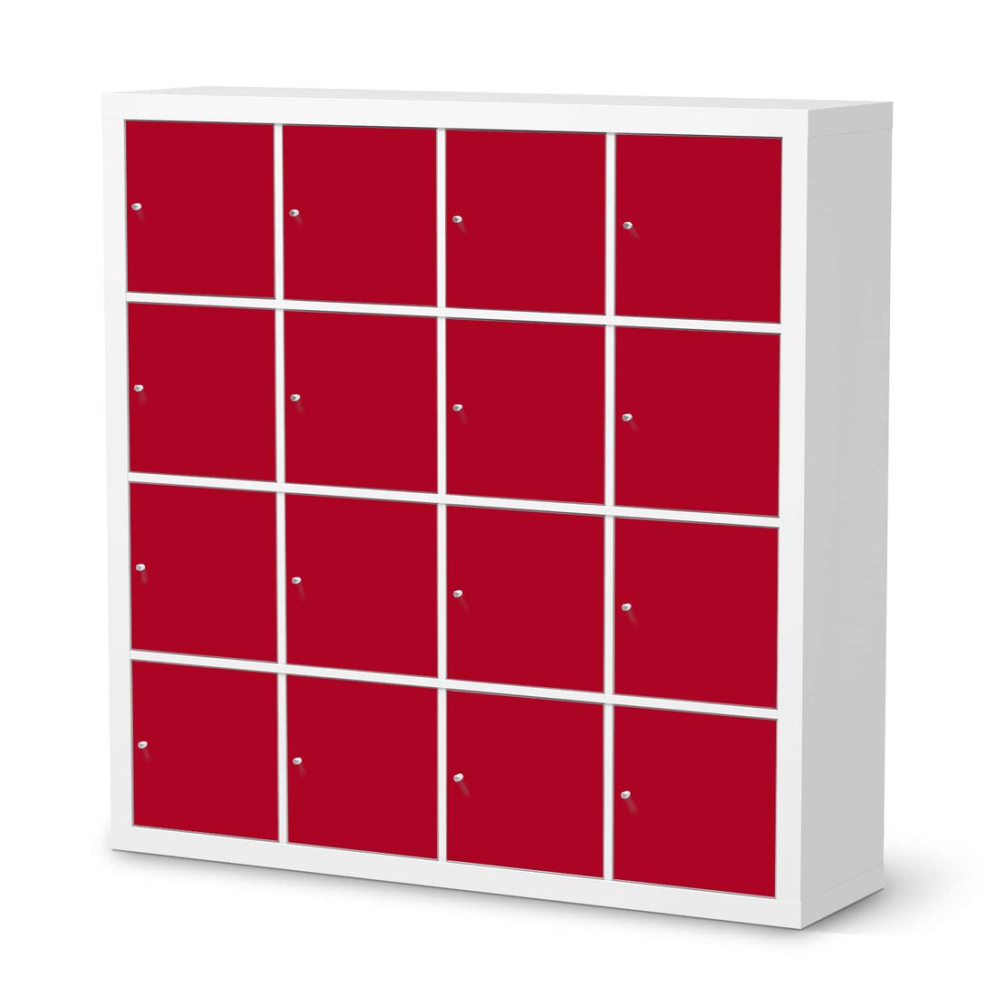 Möbelfolie Rot Dark - IKEA Kallax Regal 16 Türen  - weiss