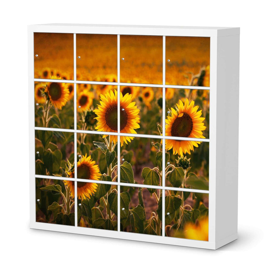 Möbelfolie Sunflowers - IKEA Kallax Regal 16 Türen  - weiss