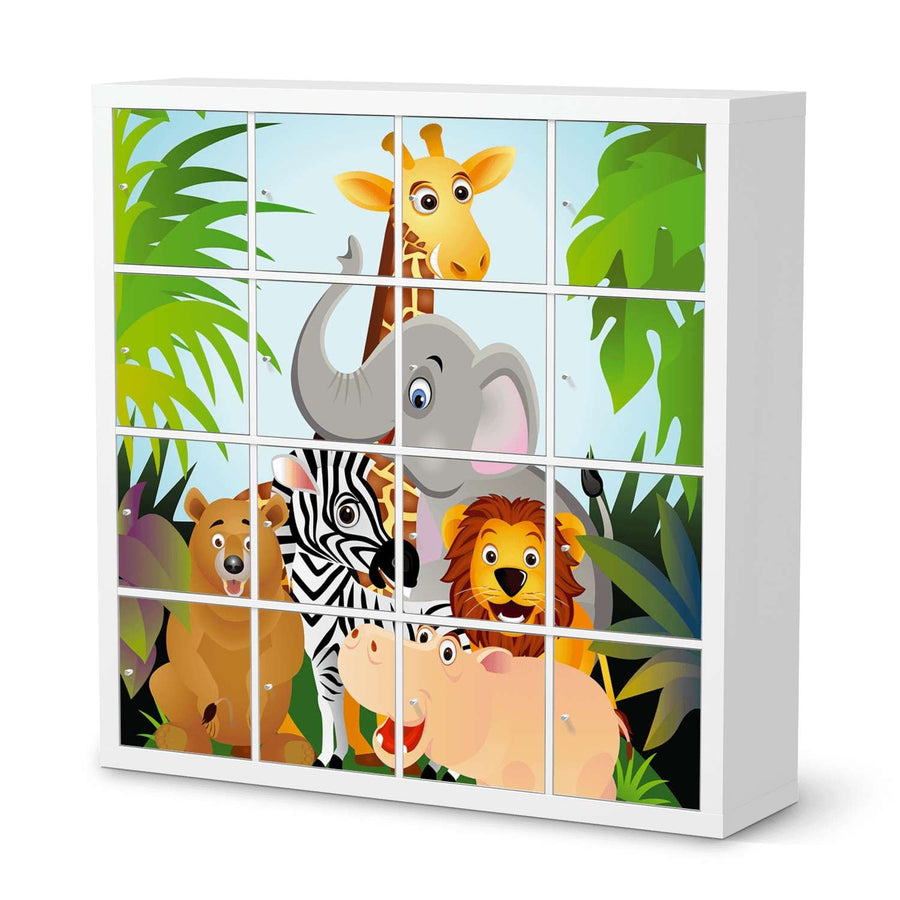 Möbelfolie Wild Animals - IKEA Kallax Regal 16 Türen  - weiss