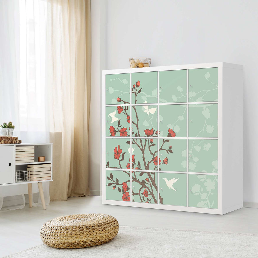 Möbelfolie Blütenzauber - IKEA Kallax Regal 16 Türen - Wohnzimmer