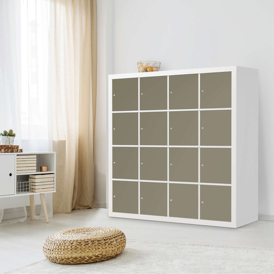 Möbelfolie Braungrau Light - IKEA Kallax Regal 16 Türen - Wohnzimmer