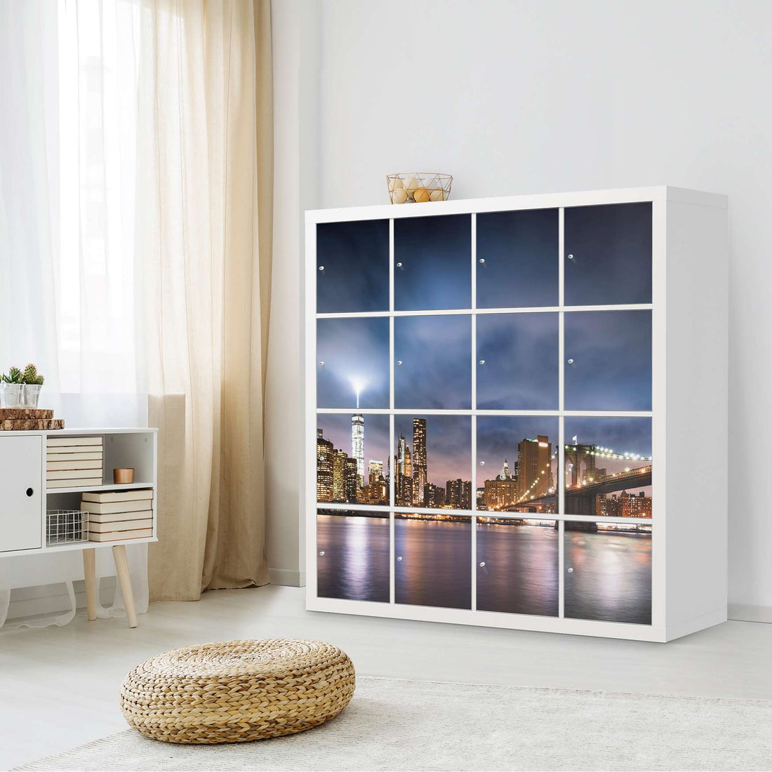 Möbelfolie Brooklyn Bridge - IKEA Kallax Regal 16 Türen - Wohnzimmer