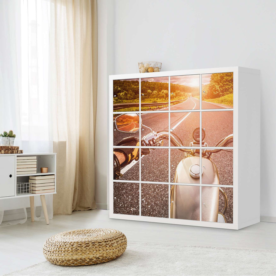 Möbelfolie Easy Rider - IKEA Kallax Regal 16 Türen - Wohnzimmer