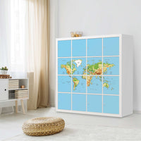 Möbelfolie Geografische Weltkarte - IKEA Kallax Regal 16 Türen - Wohnzimmer