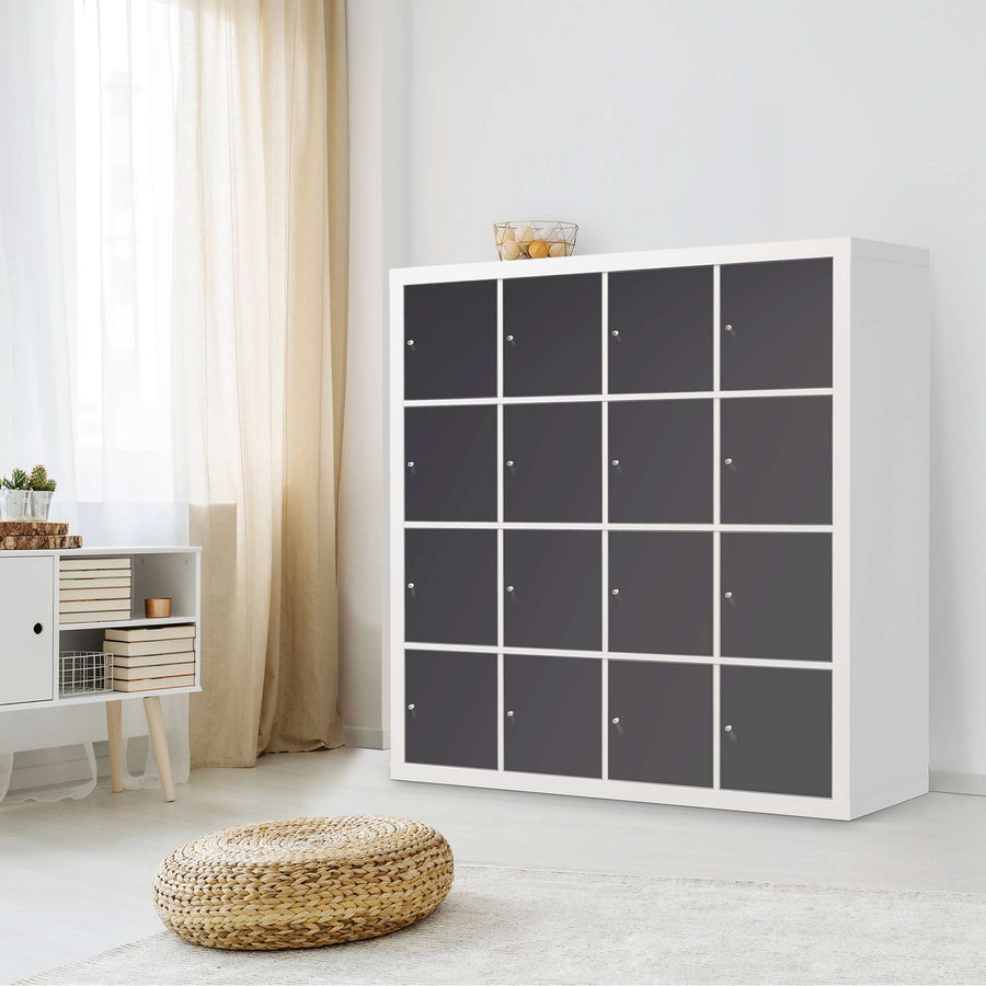 Möbelfolie Grau Dark - IKEA Kallax Regal 16 Türen - Wohnzimmer