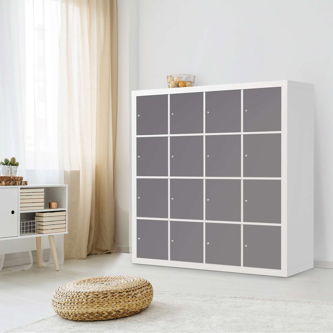 Möbelfolie Grau Light - IKEA Kallax Regal 16 Türen - Wohnzimmer