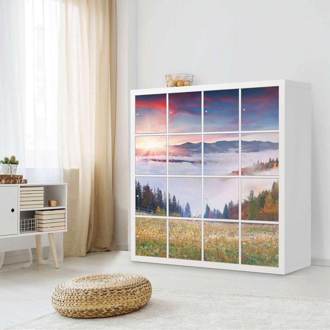 Möbelfolie Herbstwald - IKEA Kallax Regal 16 Türen - Wohnzimmer