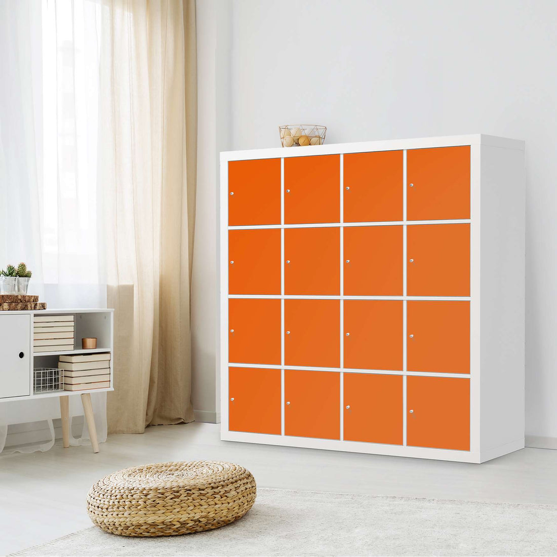 Möbelfolie Orange Dark - IKEA Kallax Regal 16 Türen - Wohnzimmer