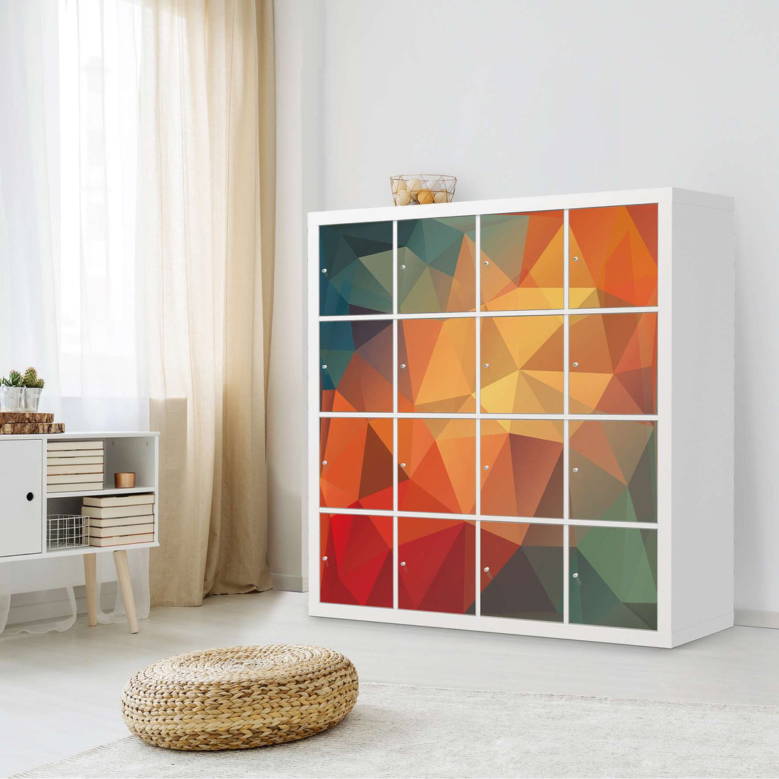 Möbelfolie Polygon - IKEA Kallax Regal 16 Türen - Wohnzimmer