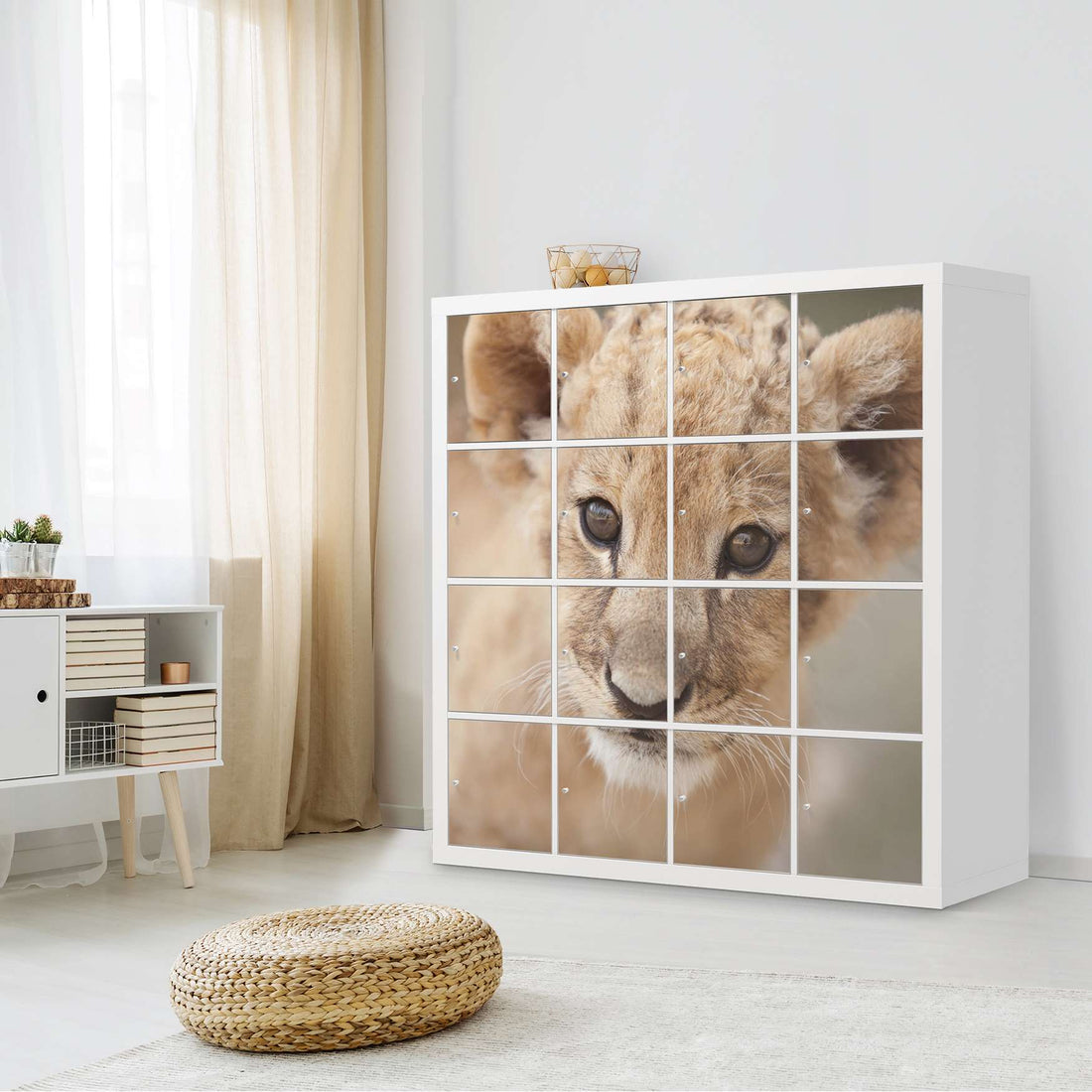 Möbelfolie Simba - IKEA Kallax Regal 16 Türen - Wohnzimmer