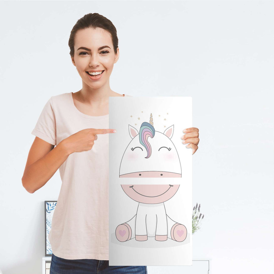 Möbelfolie Baby Unicorn - IKEA Kallax Regal 2 Türen Hoch - Folie