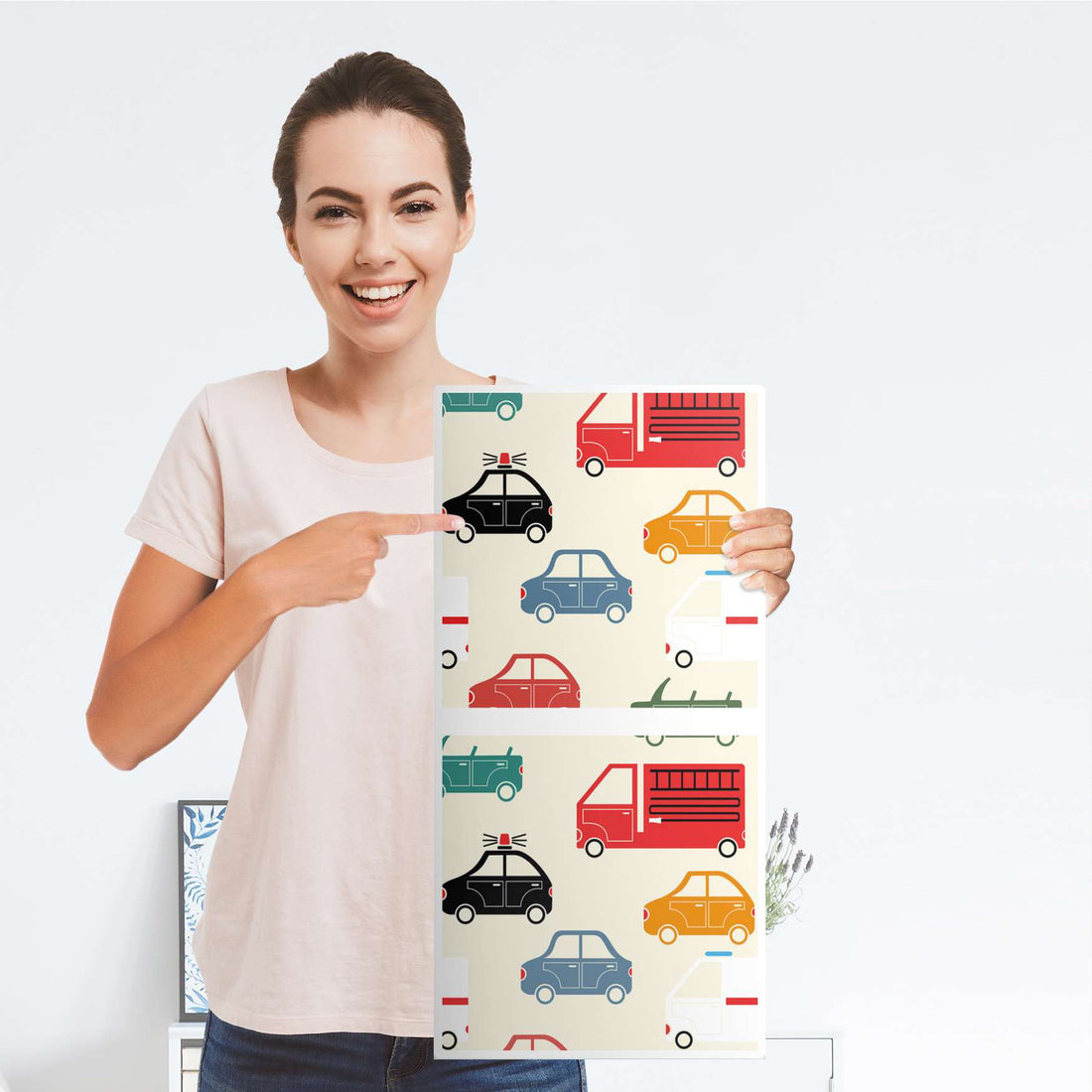 Möbelfolie Cars - IKEA Kallax Regal 2 Türen Hoch - Folie