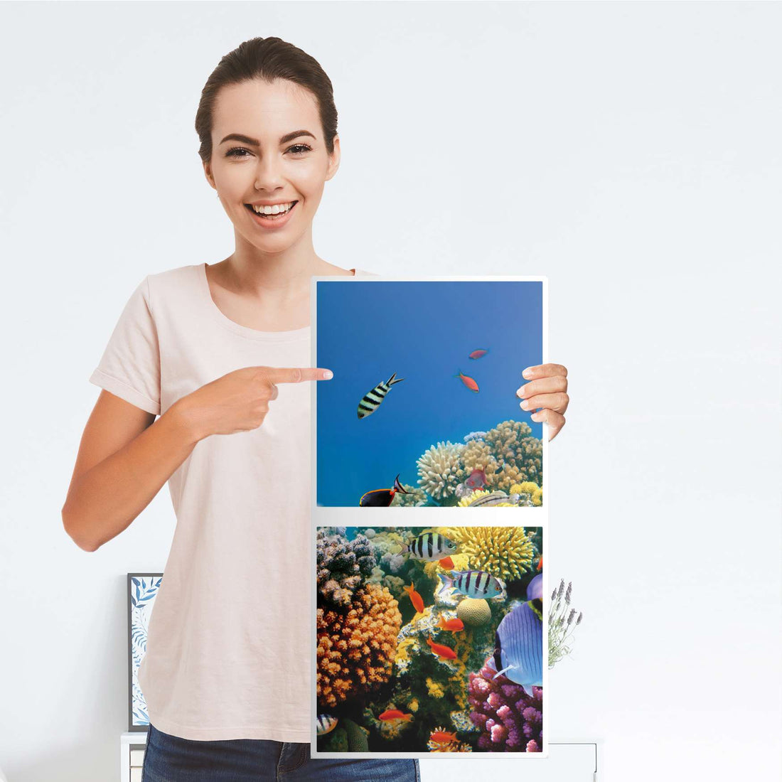 Möbelfolie Coral Reef - IKEA Kallax Regal 2 Türen Hoch - Folie