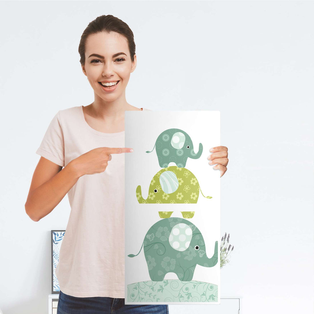 Möbelfolie Elephants - IKEA Kallax Regal 2 Türen Hoch - Folie