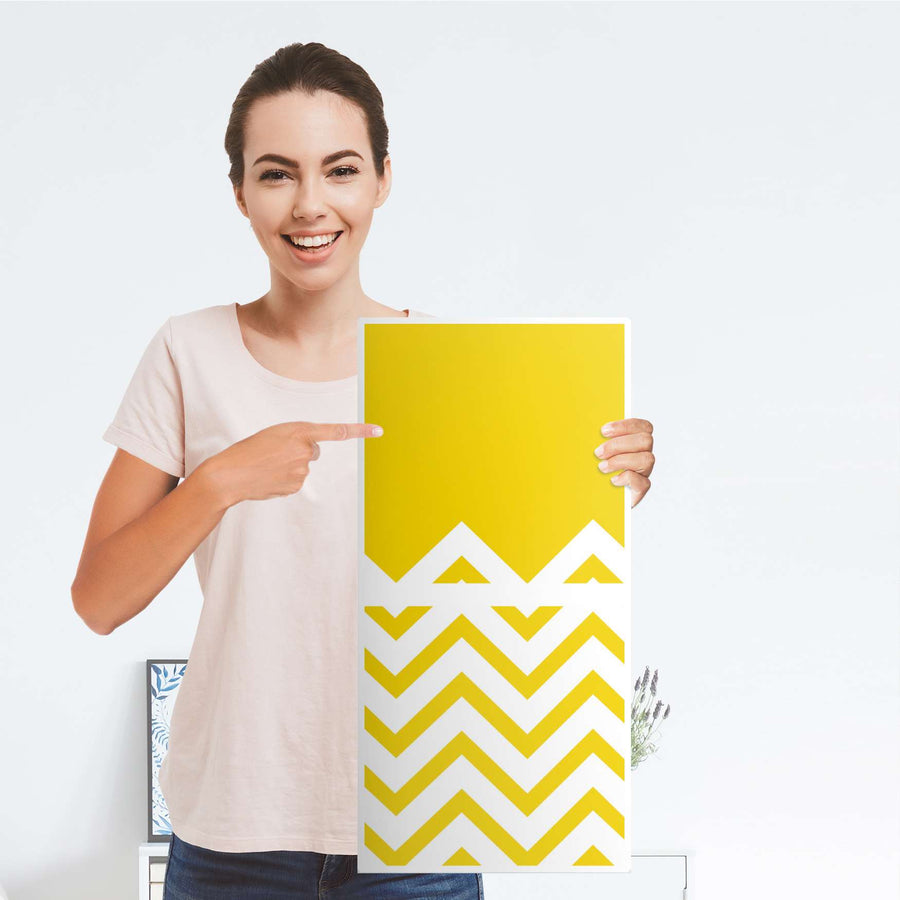 Möbelfolie Gelbe Zacken - IKEA Kallax Regal 2 Türen Hoch - Folie