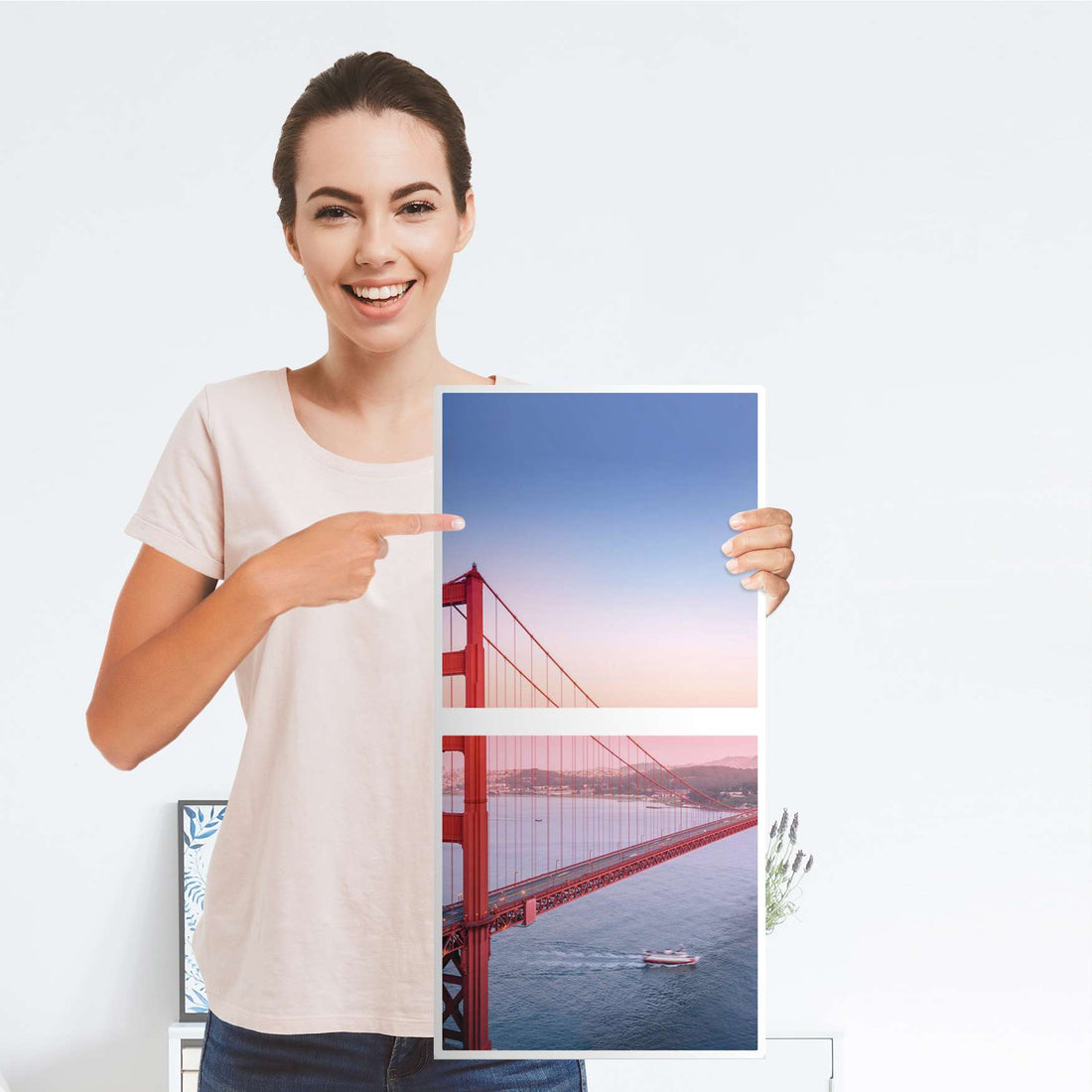 Möbelfolie Golden Gate - IKEA Kallax Regal 2 Türen Hoch - Folie