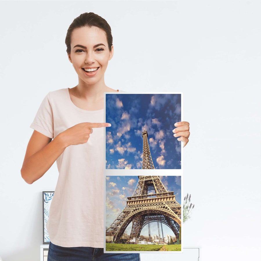 Möbelfolie La Tour Eiffel - IKEA Kallax Regal 2 Türen Hoch - Folie