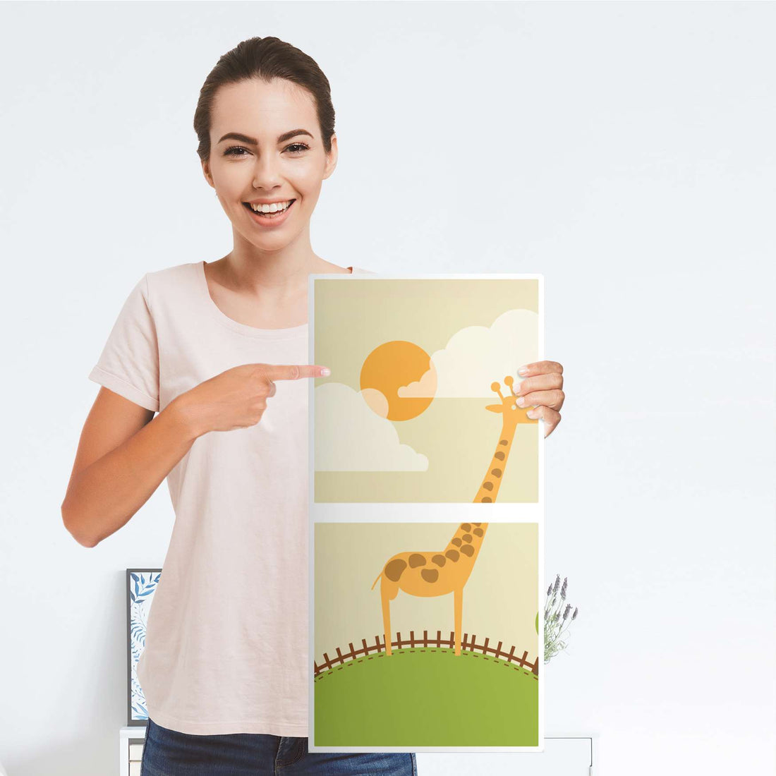 Möbelfolie Mountain Giraffe - IKEA Kallax Regal 2 Türen Hoch - Folie