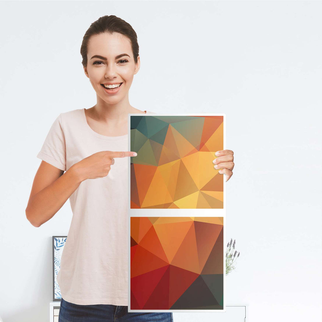 Möbelfolie Polygon - IKEA Kallax Regal 2 Türen Hoch - Folie
