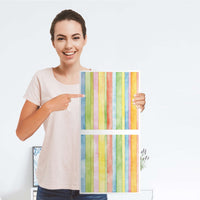 Möbelfolie Watercolor Stripes - IKEA Kallax Regal 2 Türen Hoch - Folie