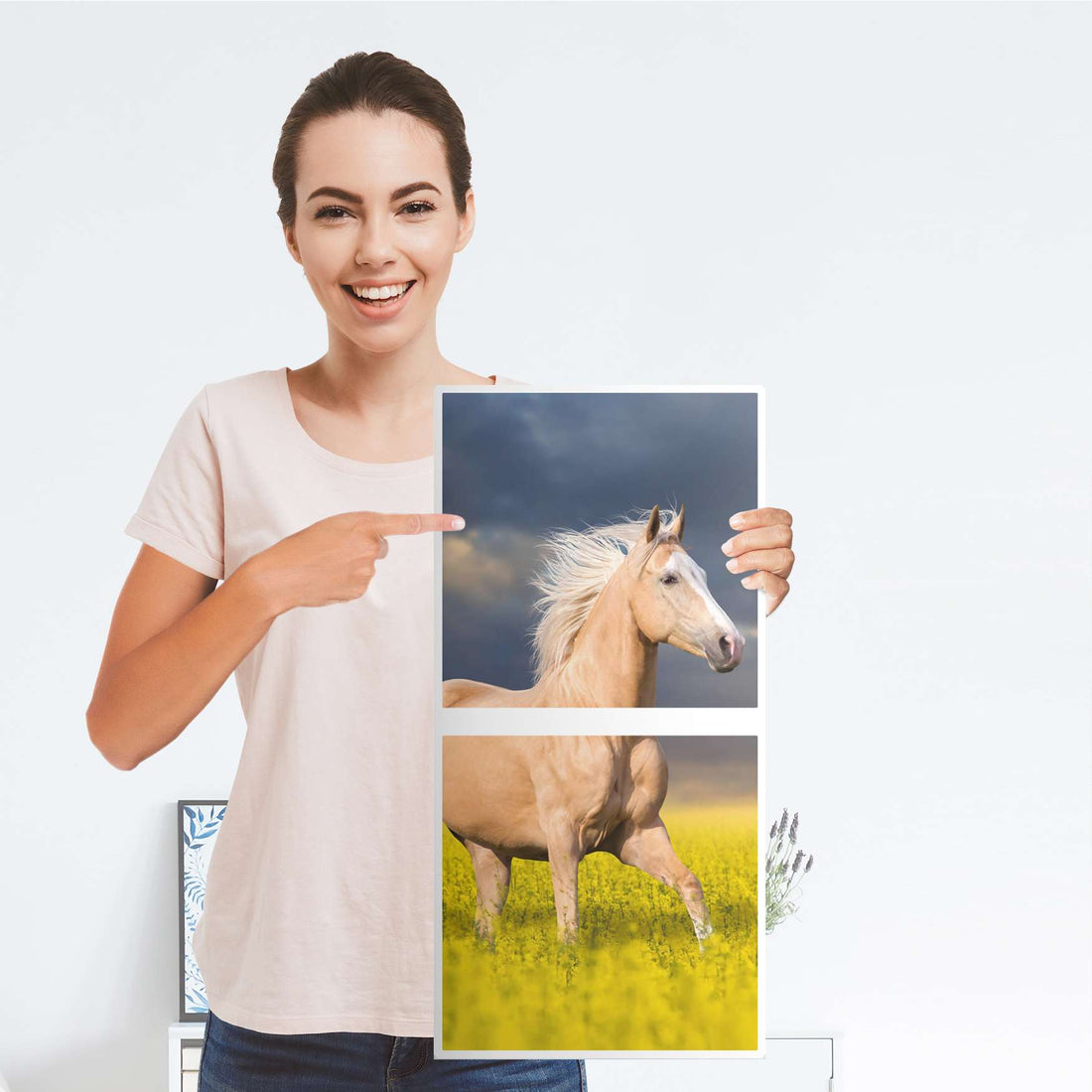 Möbelfolie Wildpferd - IKEA Kallax Regal 2 Türen Hoch - Folie