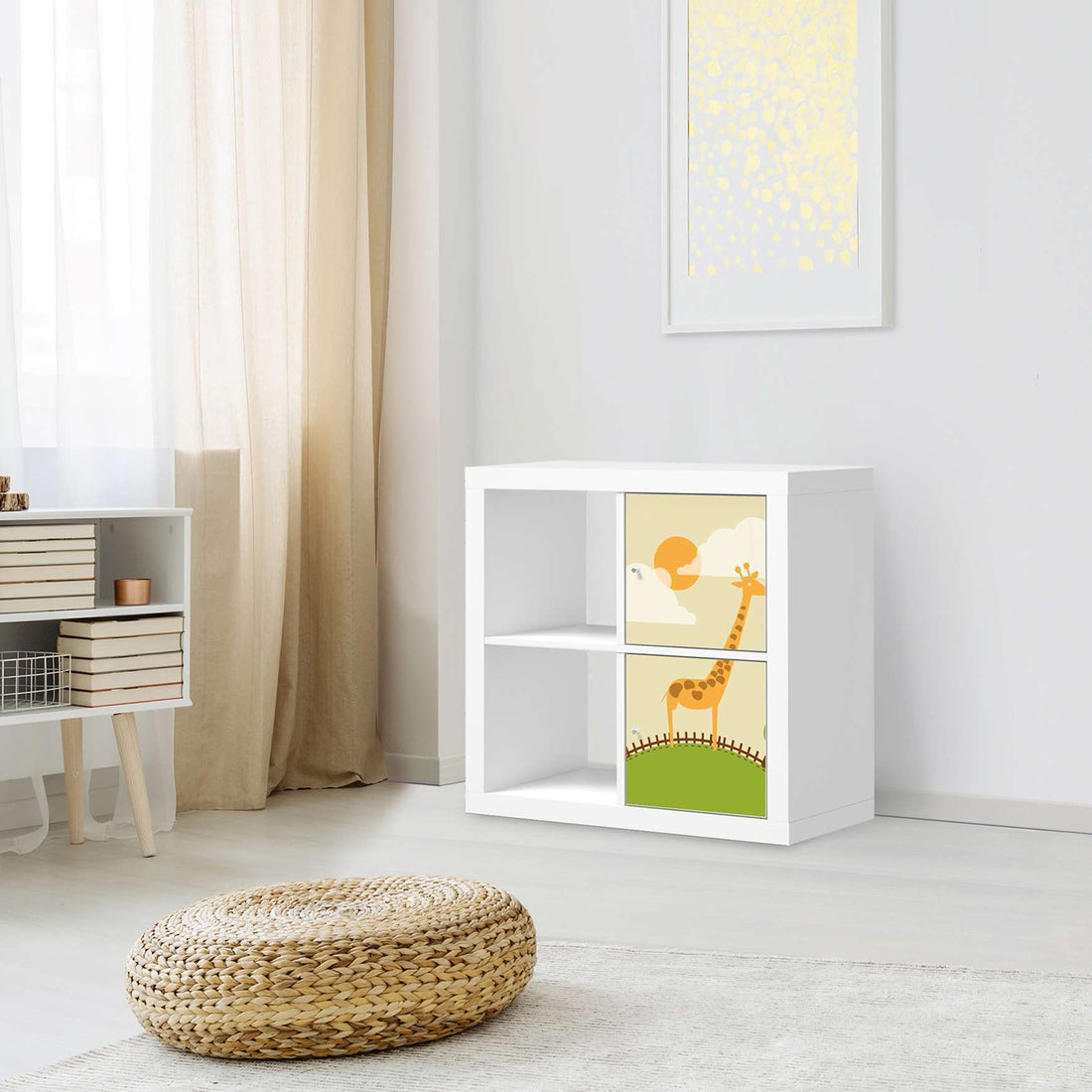Möbelfolie Mountain Giraffe - IKEA Kallax Regal 2 Türen Hoch - Kinderzimmer