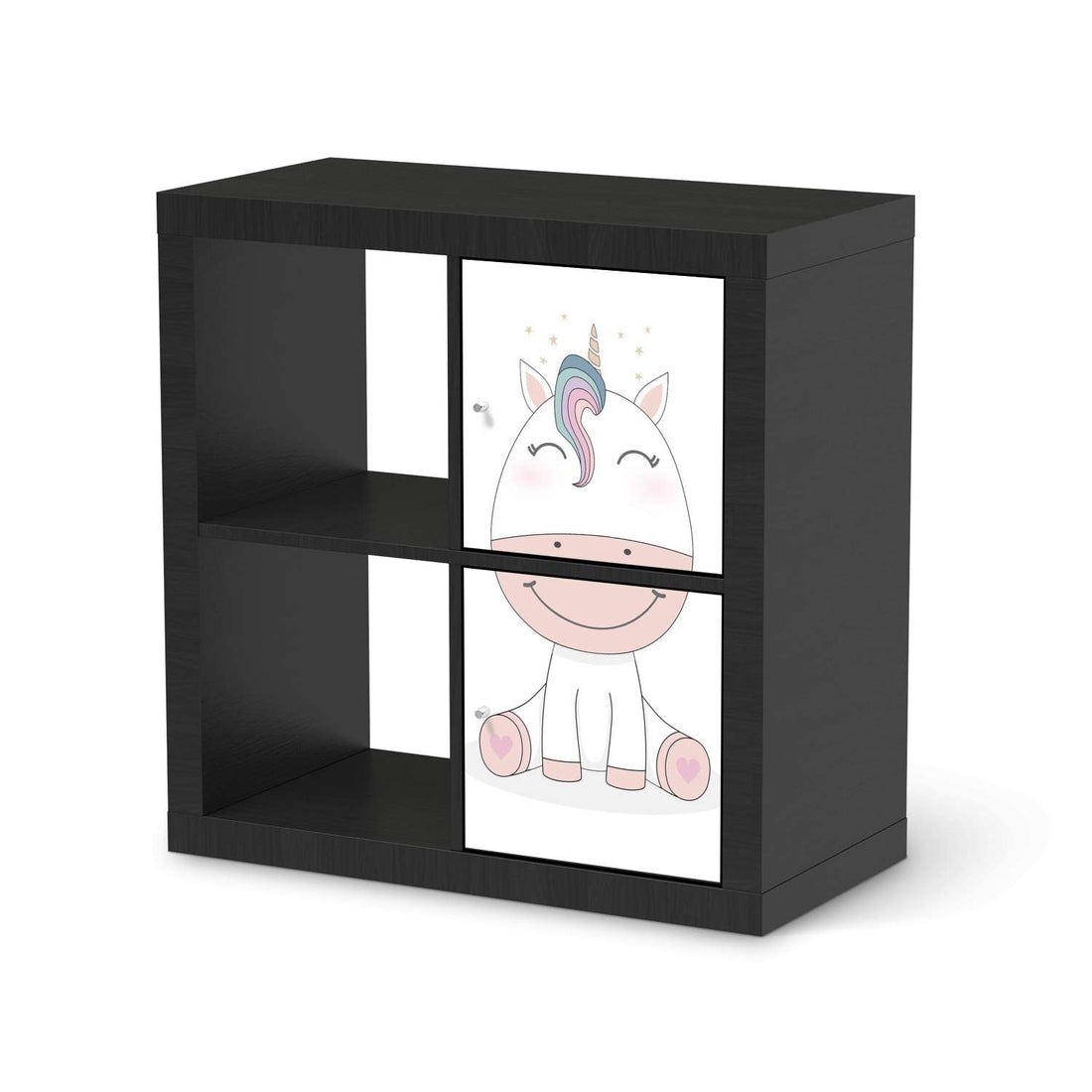 Möbelfolie Baby Unicorn - IKEA Kallax Regal 2 Türen Hoch - schwarz