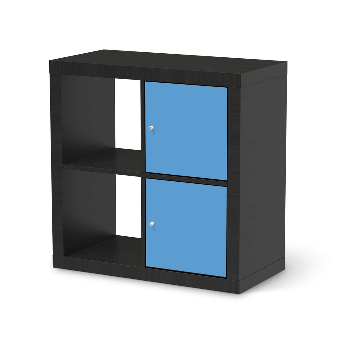 Möbelfolie Blau Light - IKEA Kallax Regal 2 Türen Hoch - schwarz
