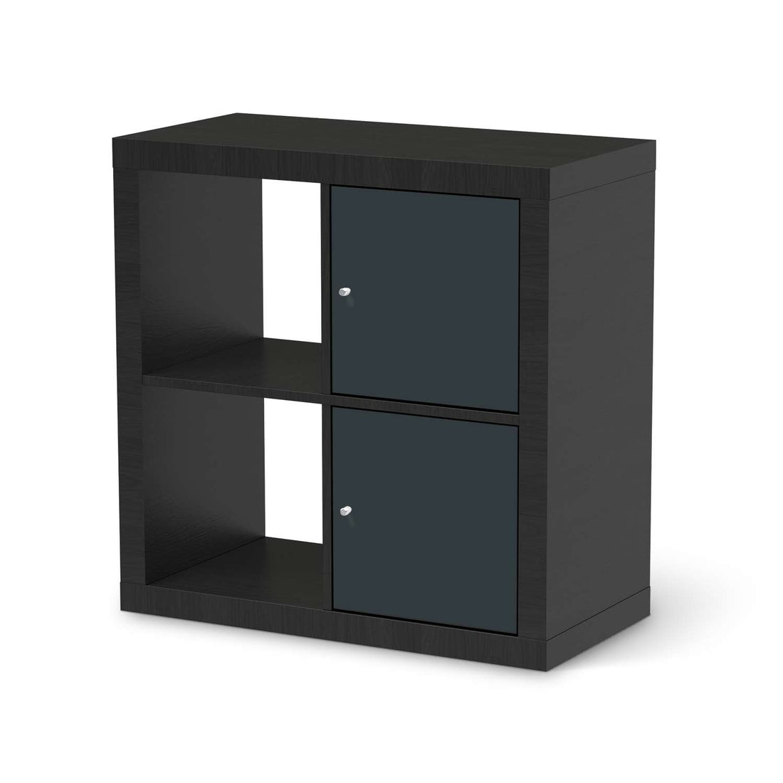 Möbelfolie Blaugrau Dark - IKEA Kallax Regal 2 Türen Hoch - schwarz