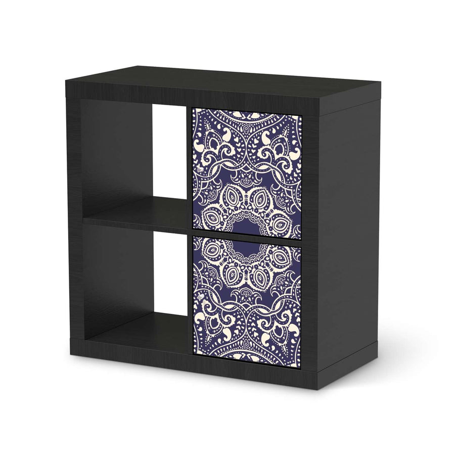 Möbelfolie Blue Mandala - IKEA Kallax Regal 2 Türen Hoch - schwarz
