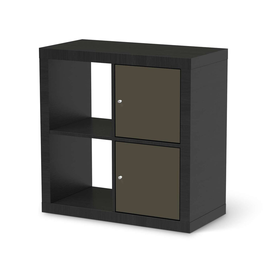 Möbelfolie Braungrau Dark - IKEA Kallax Regal 2 Türen Hoch - schwarz