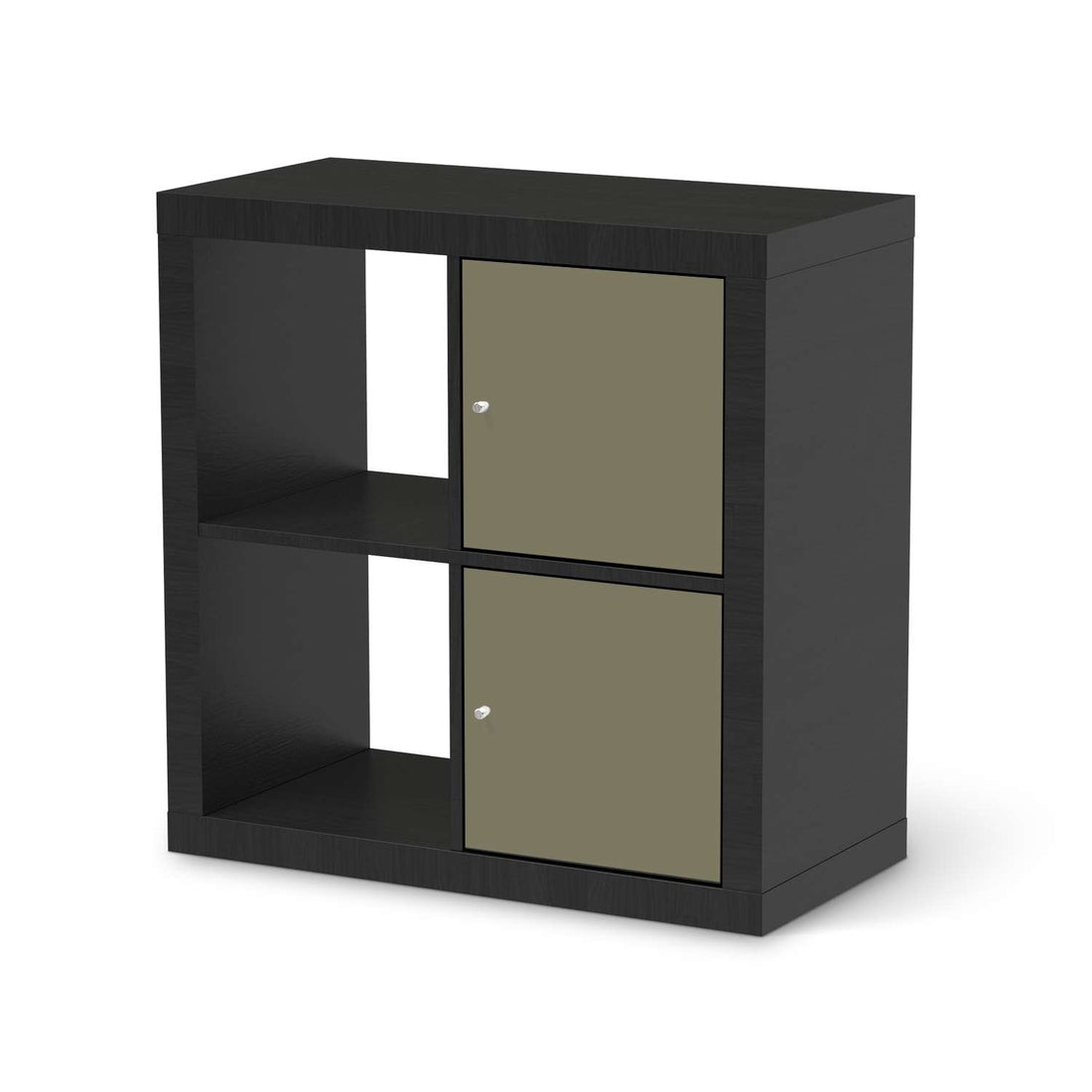 Möbelfolie Braungrau Light - IKEA Kallax Regal 2 Türen Hoch - schwarz