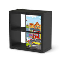 Möbelfolie City Life - IKEA Kallax Regal 2 Türen Hoch - schwarz