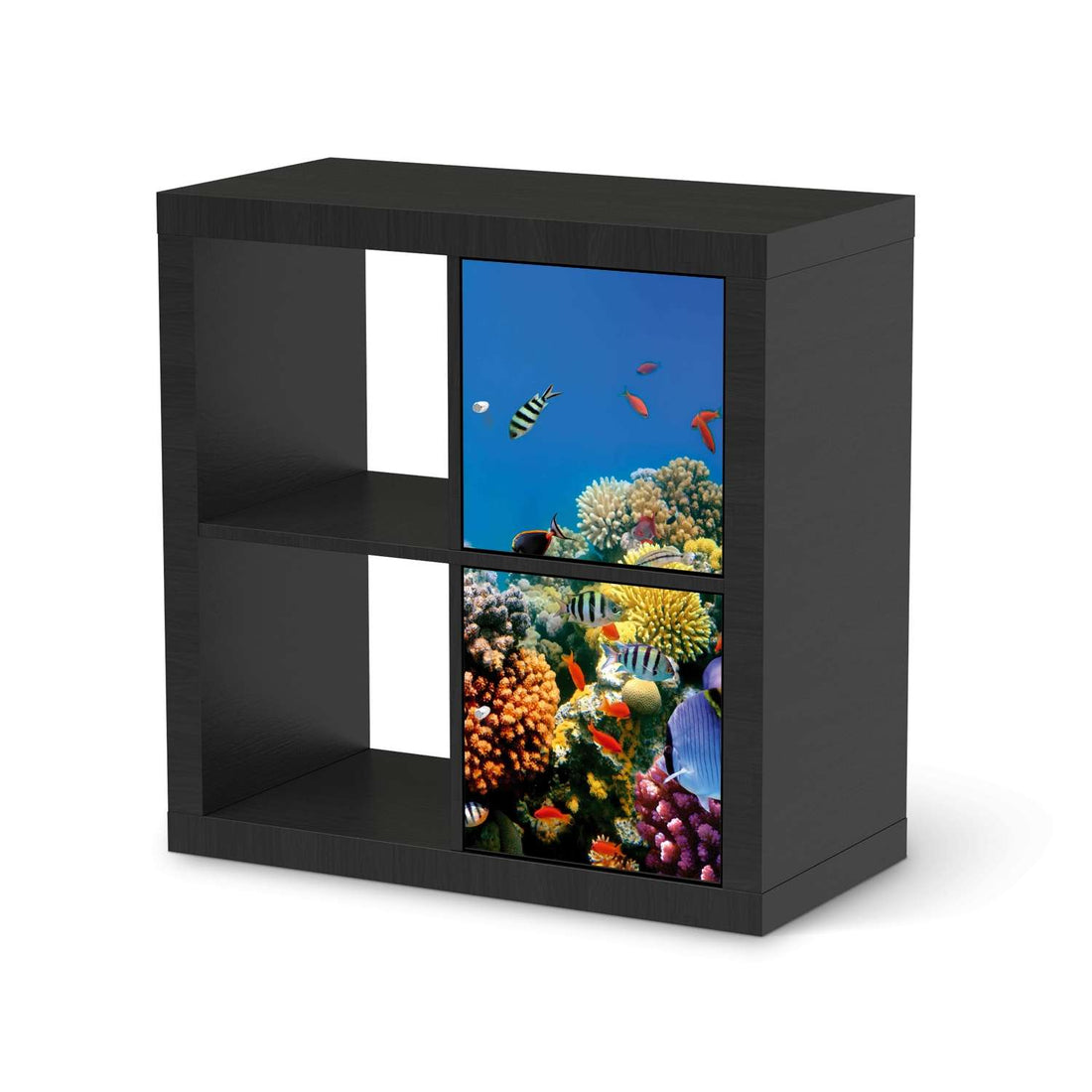 Möbelfolie Coral Reef - IKEA Kallax Regal 2 Türen Hoch - schwarz